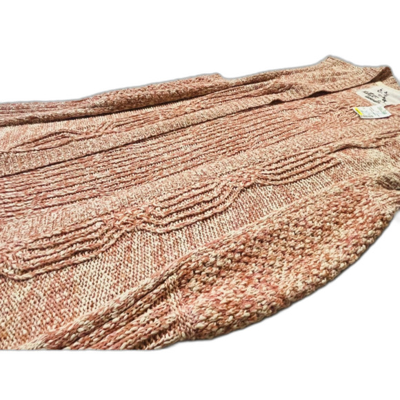 NWT Thistle & Lavender Pink White Long Cardigan Vest Cottage Cabin Cozy Large - Picture 3 of 6